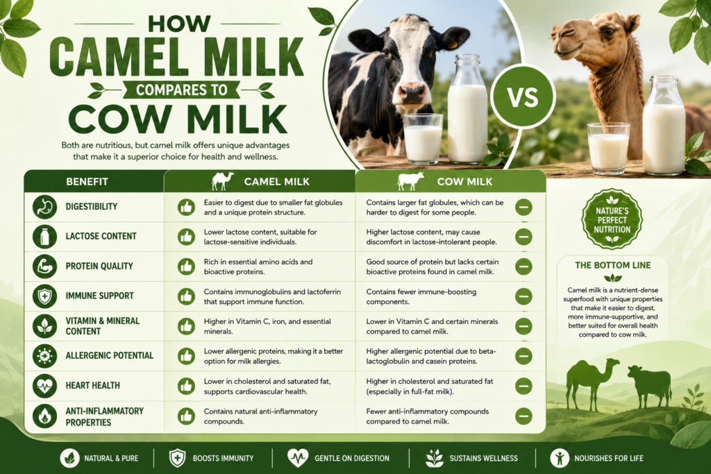 Camel Milk Compares to Cow Milk