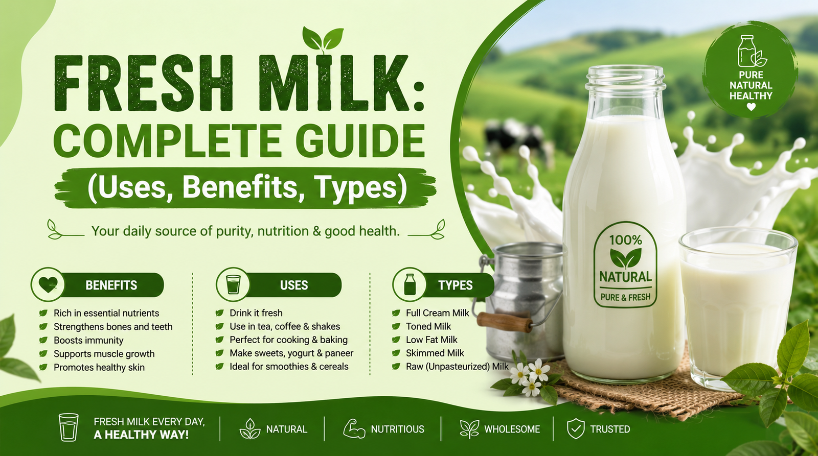 Fresh Milk in UAE: Complet Guide(Uses,Benefits,Types)